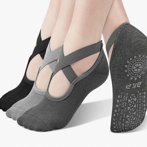 Yoga Socks Non Slip 6 pack - 2 Black, 2 Gray, and 2 Dark Gray. Woman